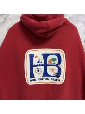 Vintage Jacks Surfboards Huntington Beach Hoodie Sweatshirt Red Surf Shop 2XL